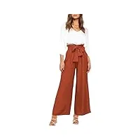 fancyinn femmes 2 pièces combinaison décontractée à manches longues débardeur taille haute pantalon avec poche haut blanc et pantalon orange s