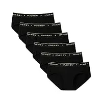 innersy culotte femme coton slip sport taille basse shorty noir sous vetement stretch lot de 6 (m, 6 noir simple)