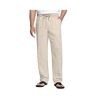coofandy pantalon en lin pour homme pantalon d'été léger pantalon de yoga de plage pantalons de loisirs kaki l