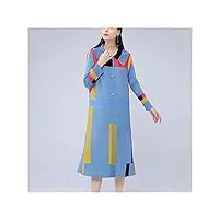 yanyueshop robe chemise plissée femme géométrique hit couleur simple poitrine droite style décontracté lâche (color : blue, size : one size)