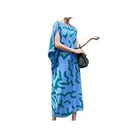 yanyueshop robe plissée bleue d'été manches courtes irrégulières décontractée pour femmes robes élégantes (couleur : bleu, taille : taille unique)
