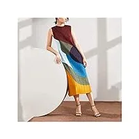 yanyueshop robe plissée femmes hit couleur géométrique mince halter sans manches Élégante longue décontractée mince (color : a, size : one size)