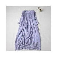 yanyueshop robe d'été pour femme orgue plissée mi-longue robe mince jupe en lin de printemps et d'été (couleur : violet, taille : 3x-large)