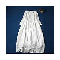 yanyueshop robe d'été femme organ plissé mi-longue robe mince printemps et Été jupe en lin (couleur : blanc, taille : x-large)