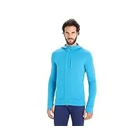icebreaker merino quantum iii sweat à capuche zippé à manches longues en laine sweatshirt, bleu géométrique/bleu roi, s homme