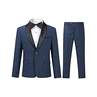 sliktaa garçons costume deux pièces châle revers un bouton robe de banquet de mariage gentleman élégant et confortable,bleu,14 ans