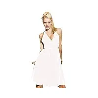 robe d'été sans manches avec col en v profond et plissée, longueur genou, élégante en pvc brillant, blanc, 7xl