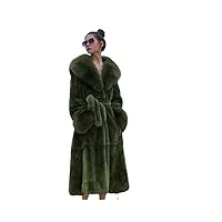 kuteng manteaux à col en fourrure d'hiver pour femmes, manteau en fausse fourrure pour femmes manteau long chaud, vêtements d'extérieur amples et décontractés pour femmes,vert,5xl
