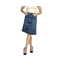 van der rich ® - jupe jeans aux genoux style evasée tissu extensible- femme (bleu,38)