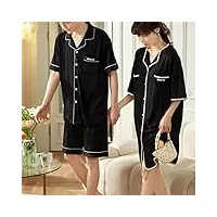 hycyyfc pyjamas niche chemise de nuit noir modal couple pyjama femme coton mince manches courtes homme home wear (color : a, size : xxxl code)