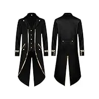 manteau vintage pour homme - costume de pirate - vampire - costume de gentleman pour adulte - veste de survêtement gothique victorien - style steampunk - cape vintage punk, noir , l
