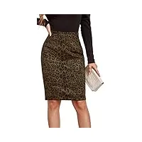 aieoe jupe en daim courte pour femme imprimé léopard sexy jupe mi-longue moulante taille haute automne hiver vert m