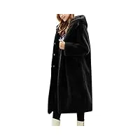 minetom veste femme long manteau à capuche doux hiver manches longues chaud polaire peluche manteaux blouson parka outwear a noir s