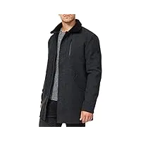 indicode hommes falmo manteau court avec zip mini herringbone black medium