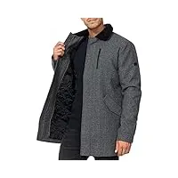indicode hommes falmo manteau court avec zip mini herringbone grey large