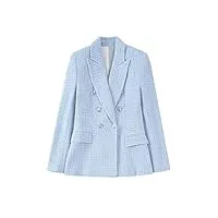 sarge femmes 2022 mode tweed double boutonnage blazer manteau vintage à manches longues poches à rabat vêtements d'extérieur pour femmes chic veste