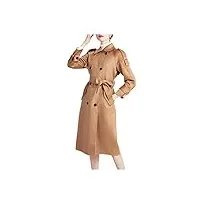 manteau en cachemire ondulé pour femme automne et hiver, style urbain, manteau long camel, taille xl, tour de poitrine 110 cm, camel, xl