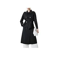 manteau en cachemire ondulé pour femme automne et hiver, style urbain, manteau long en cachemire, noir, taille l, tour de poitrine 106 cm, noir , m
