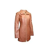 anne klein manteau en cuir 3/4 pour femme, cognac, xxl