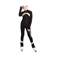 coyi veste et pantalon de patinage sur glace, costumes de patinage artistique pantalons longs pour fille femmes jambières de gymnastique chaudes d'entraînement brilla(size:l,color:le noir)