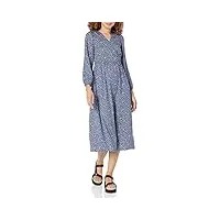 amazon essentials robe midi légère en georgette à manches longues avec col en v (disponible en grande taille) femme, bleu motif liberty, m