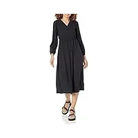 amazon essentials robe midi légère en georgette à manches longues avec col en v (disponible en grande taille) femme, noir, m