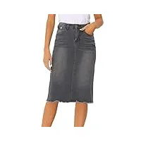 allegra k jupe en jean décontractée pour femme - taille haute - dos ventilé - jupe courte en jean, gris, 40