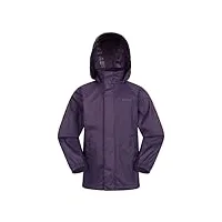 mountain warehouse pakka veste imperméable pour enfant - manteau de pluie pliable et étanche, coupe-vent, léger et respirant, fille et garçon - voyage, école, marche violet foncé 9-10 ans