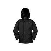 mountain warehouse pakka veste imperméable pour enfant - manteau de pluie pliable et étanche, coupe-vent, léger et respirant, fille et garçon - voyage, école, marche noir 13 ans