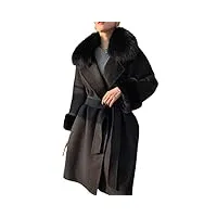 manteau long en cachemire pour femme automne et hiver noir s manteau buste 108 cm, noir , s