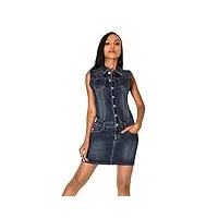 nina carter robe courte d'été en jean pour femme - coupe ajustée, bleu foncé (s388), xl