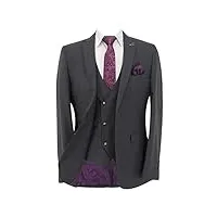 costume gris coupe cintrée pour homme, ensemble 3 pièces pour mariage formel et affaires poitrine 64r, taille 48r