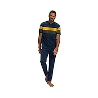 jp 1880 hommes grandes tailles l-8xl pyjama, complet, t-shirt rayé, pantalon, jusqu'au 8 xl bleu nuit mat 5xl 809136130-5xl