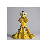 yanyueshop gppzm robe de soirée orientale fille trailing mariage chinois qipao cheongsam robe sexy jaune pour filles (color : yellow, size : 140cm)