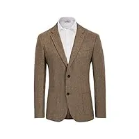 pj paul jones veste de costume pour homme en tweed laine blazer 2 boutons vintage british business jacket, a marron, m