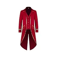 freebily veste homme manteau médiéval renaissance steampunk blazer monsieur loyal directeur costume smoking gothique grande taille or rouge l