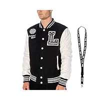 lonsdale vestes - blouson bomber - veste universitaire - veste d'hiver - veste de survêtement - cordon de fermeture limité, waterstein noir, m