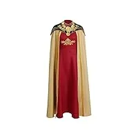 icewalker rhaenyra targaryen costume cape médiéval robes princesse costume femme halloween carnaval set, rouge (3), xs