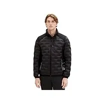 tom tailor veste matelassée hybride avec capuche amovible dans le col doudoune, 29999-noir, xl pour des hommes