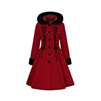 hell bunny manteau amaya femme manteaux rouge/noir xs 90% polyester, 8% viscose, 2% elasthanne