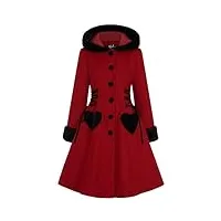 hell bunny manteau scarlett femme manteaux rouge/noir l 90% polyester, 8% viscose, 2% elasthanne