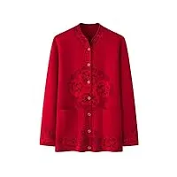 hangerfeng laine cachemire pull robe femmes épaissi cardigan jacquard col montant pull ample manteau 1623 rouge xxxxl
