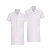 misemiya - pack 2 unités - blouse blanche chimie unisexe - blouse medicale homme - blouse laboratoire homme - blouse de travail femme q8162 - large, blanc