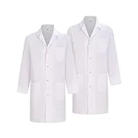 misemiya - pack 2 unités - blouse blanche chimie unisexe - blouse medicale homme - blouse laboratoire homme - blouse de travail femme q816 - small, blanc