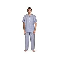 fruit of the loom ensemble pyjama broadcloth manches courtes pour homme, ray bleu et blanc., xxl