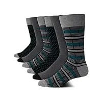 cole haan chaussettes homme - argyle crew socks (lot de 6), lignes grises, 7-12, lignes grises, 7-12