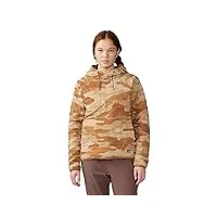 mountain hardwear women's stretchdown light pullover hoody, copper clay camo print, x-large