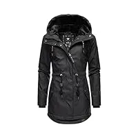 ragwear monadis rainy veste demi-saison imperméable légère avec capuche pour femme taille xs-6xl, black22, m
