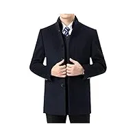 manteau long en cachemire double face avec doublure en duvet pour homme automne et hiver, duvet amovible bleu, l
