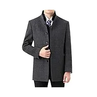 manteau long en cachemire double face avec doublure en duvet pour homme automne et hiver, duvet amovible gris, l